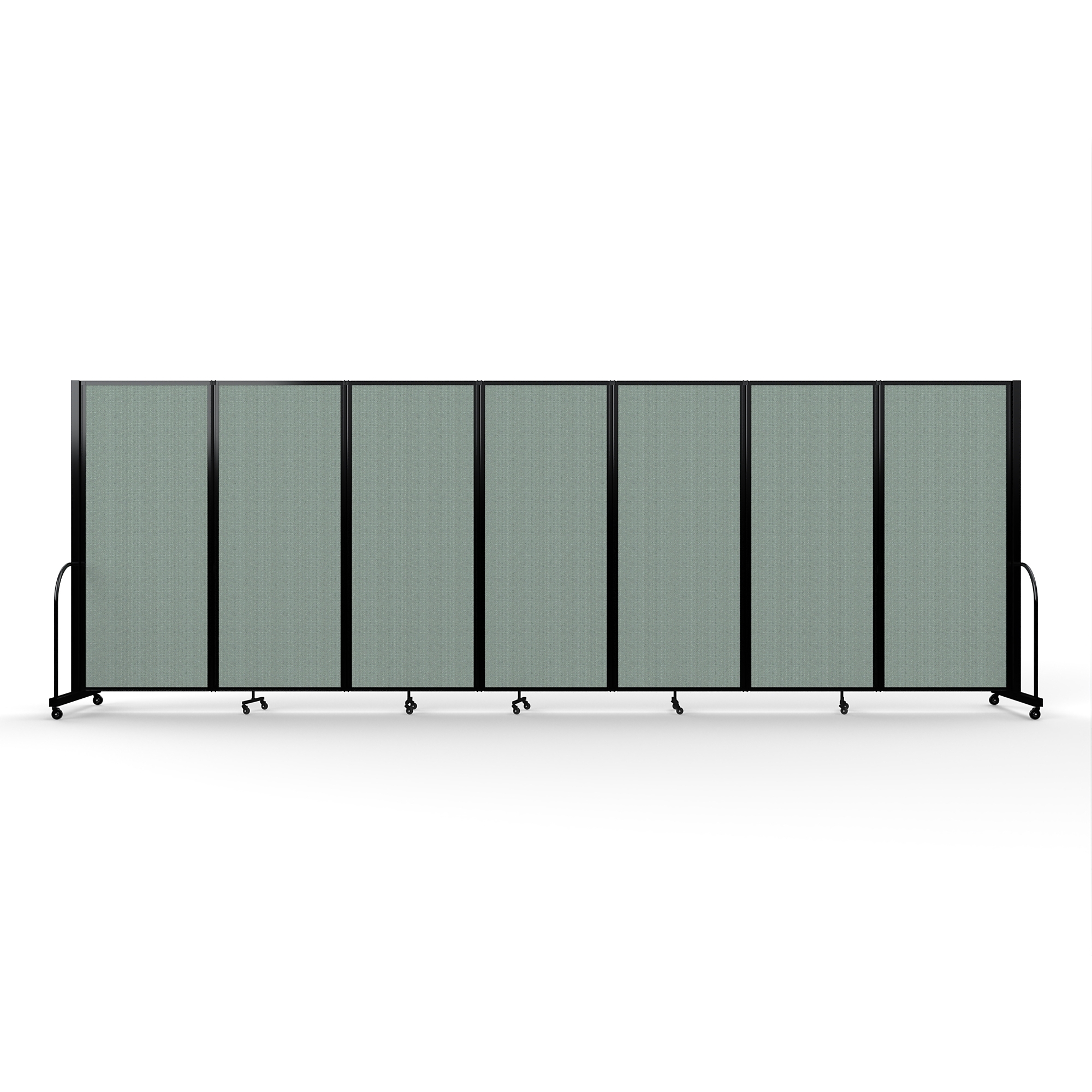 Screenflex Full Motion Divider — 6ft. 10in. x 19ft. 7in., Black Frame, Sea Green, Model# FSH-6107-B-EN